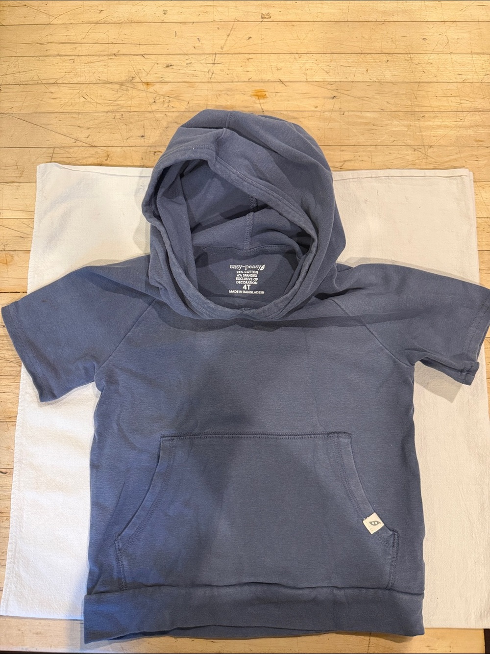 Toddler Short-Sleeve Hoodie - Slate Blue